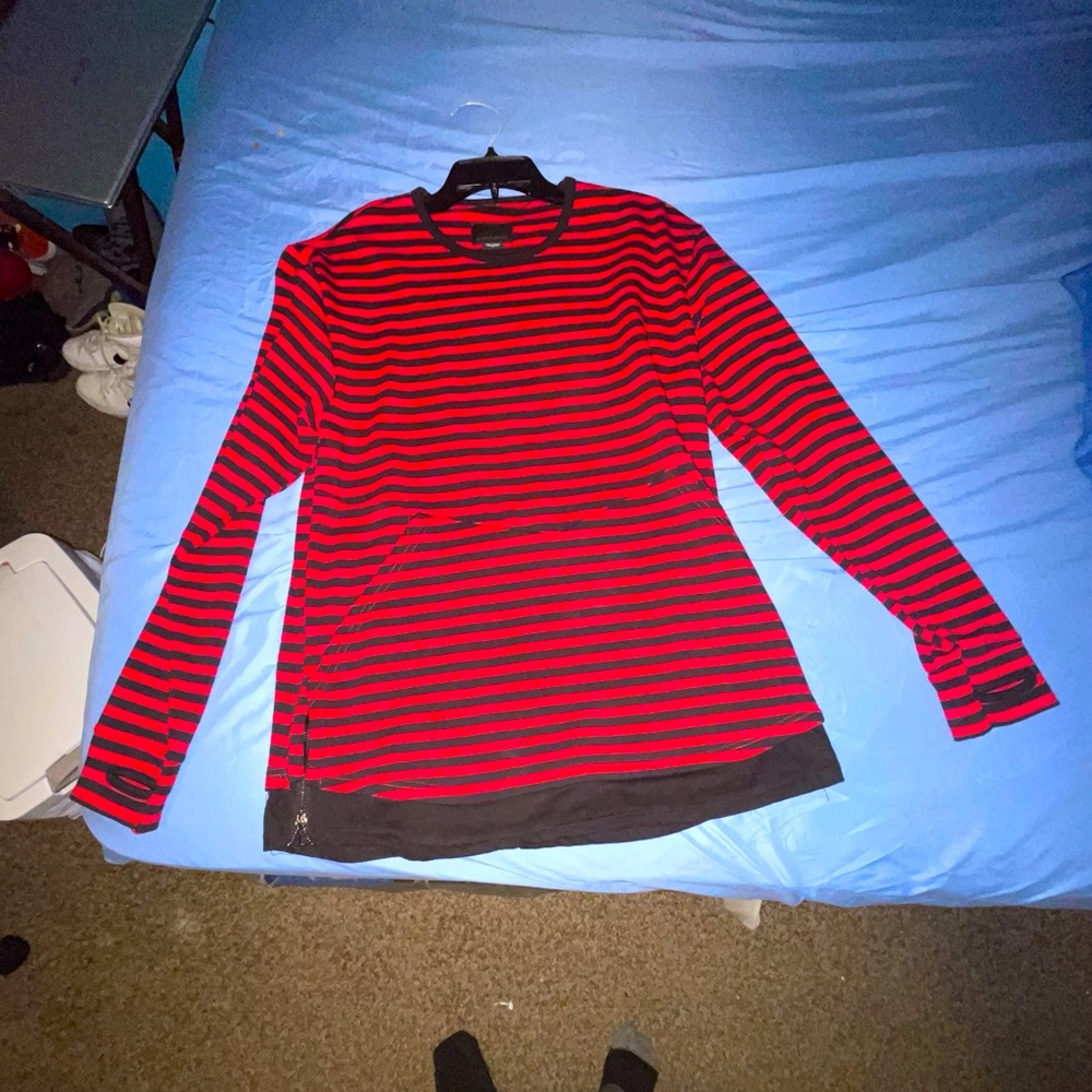 Red black striped long sleeve
